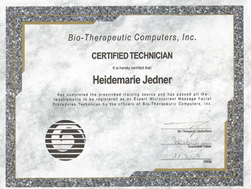 Heidemarie Jedner, zertifiziert von Bio-Therapeutic Computers Inc.